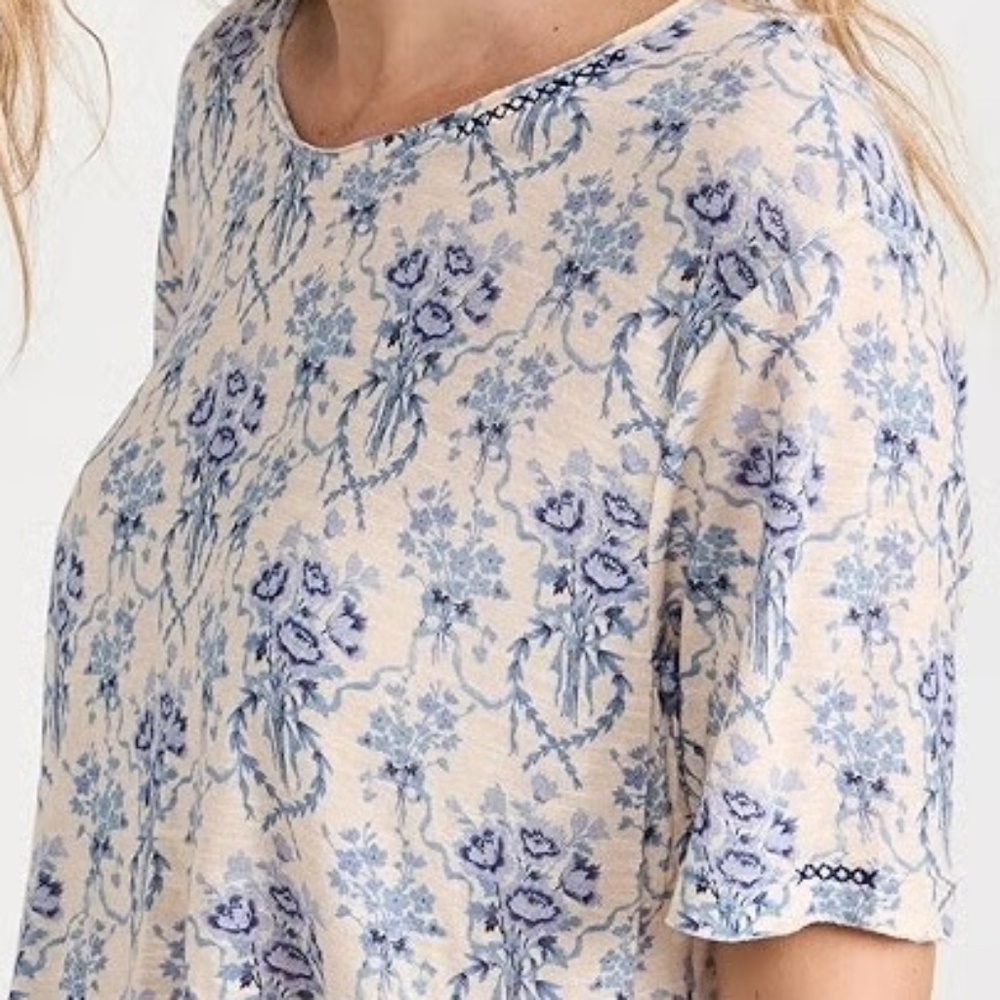 LoveShackFancy Girl's Mini Calix Tee Blue Frosted Shores Floral Print Size 12Y - Picture 10 of 11